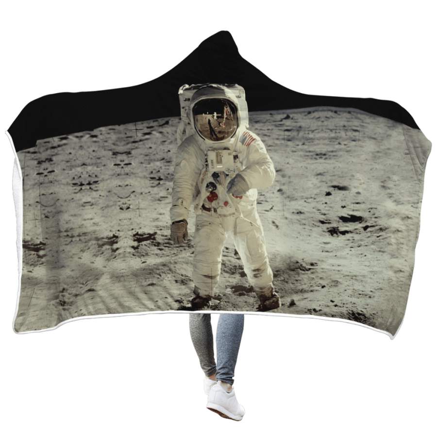 Astronaut Taking A Photo Outspace Custom Hooded Blanket