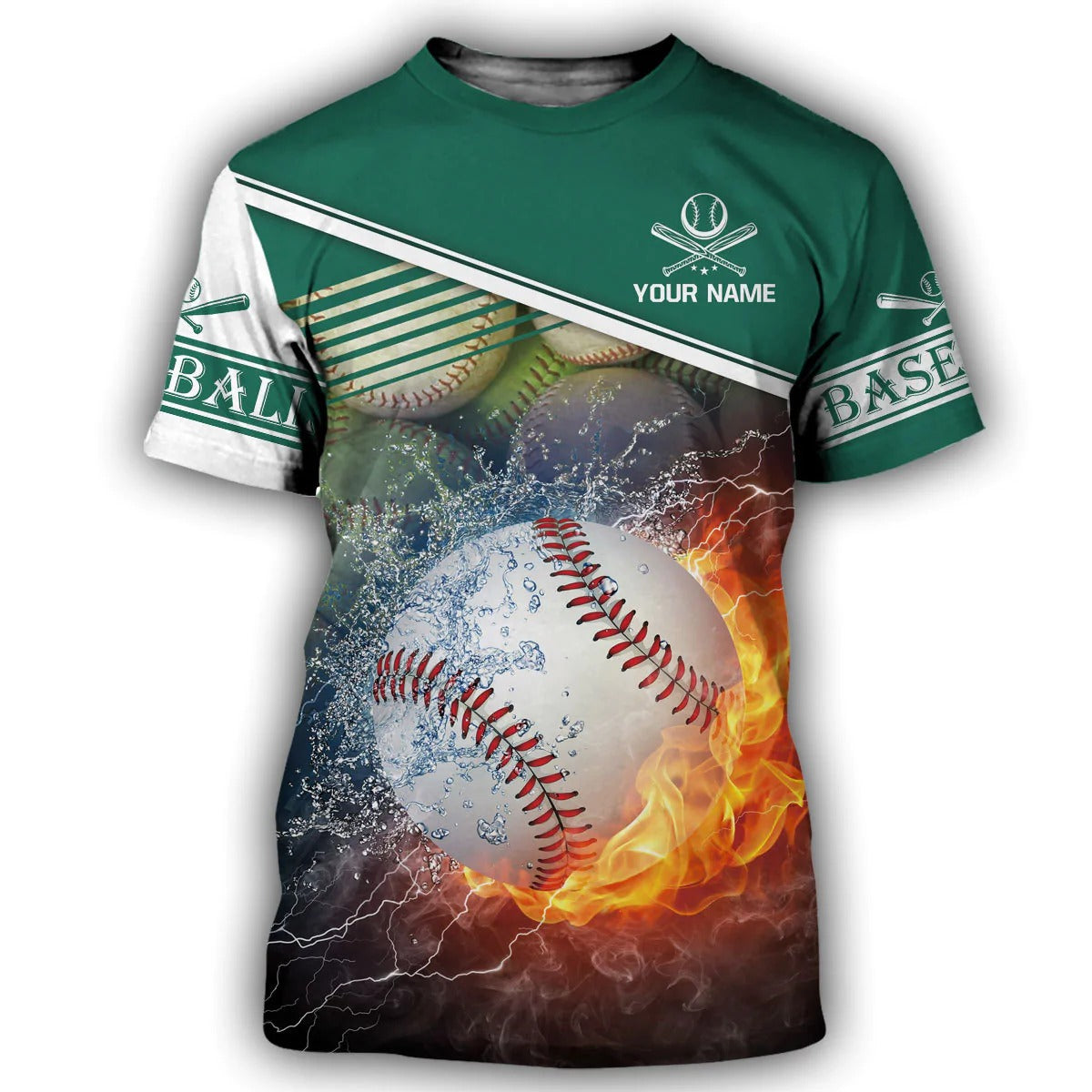 Customized 3D All Over Printed Baseball Shirt Fire Ball Pattern, Baseball Hoodie, To My Son Baseball Player