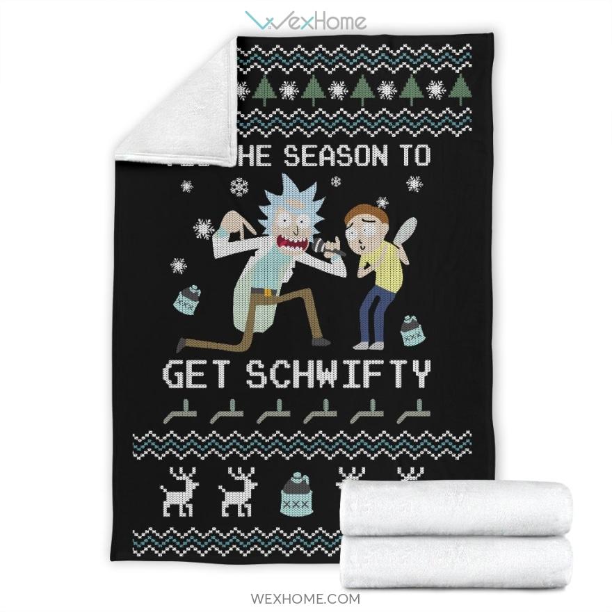 Tis The Season To Get Schwifty Rick And Morty Christmas Premium Blanket