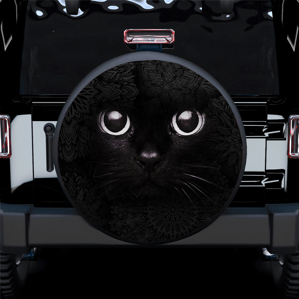 Cute Black Cat Car Spare Tire Cover Gift For Campers Bigmeok