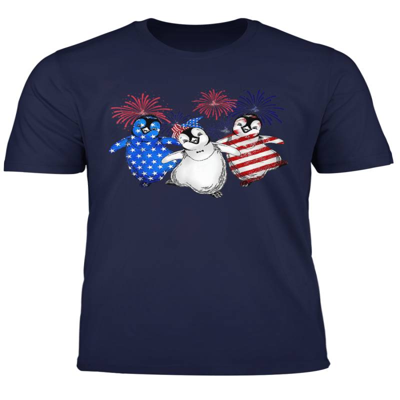 Penguin American Flag Firework Tshirt Funny 4Th Of July Gift