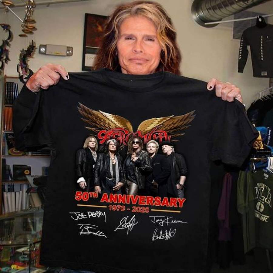 Aerosmith Shirt 50th Anniversary 1970 2020 Signature T-Shirt S-3xl