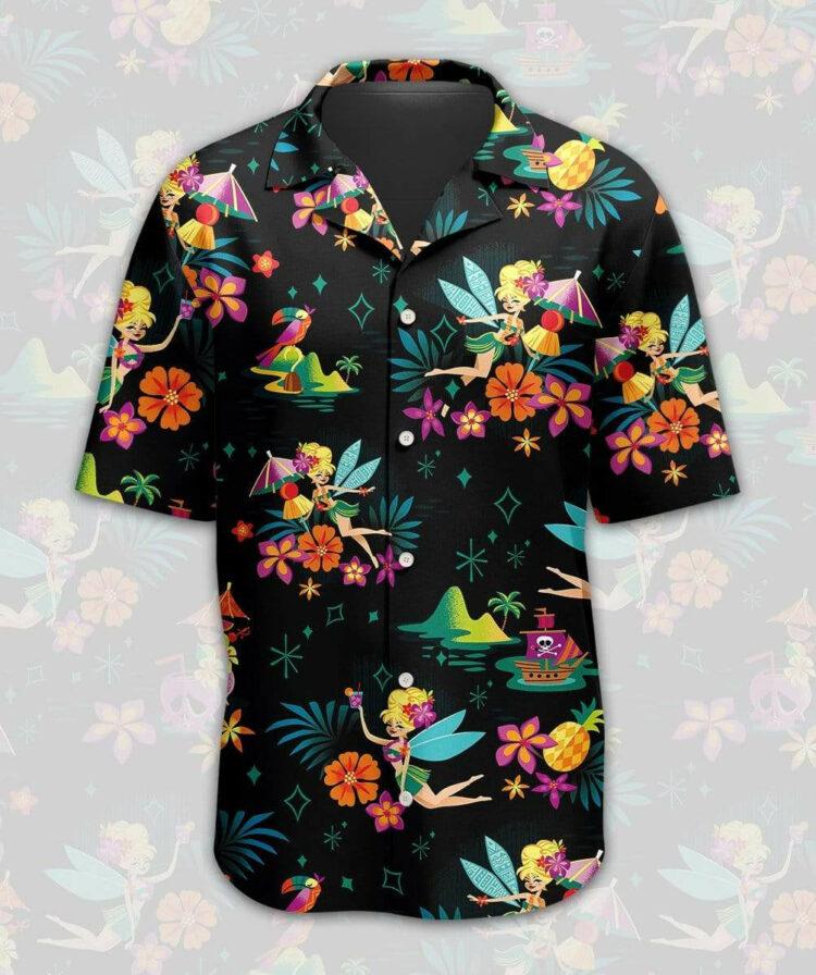 Tinker Bell Tiki Belle Hawaiian Graphic Print Short Sleeve Hawaiian Casual Shirt 118