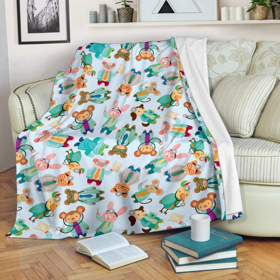 Animal Nurse Pattern Print Blanket