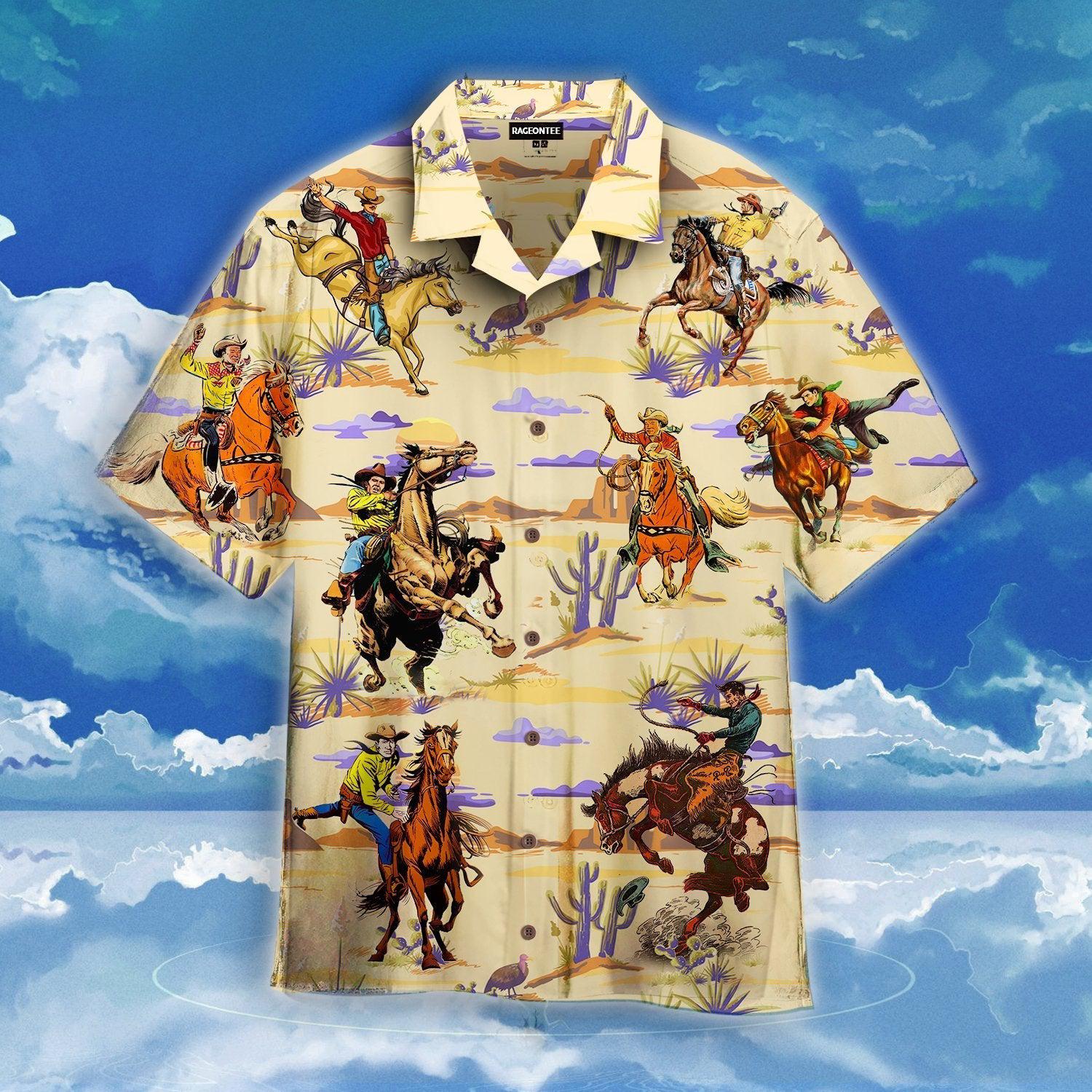 Cowboys Riding Horse In The Desert Hawaii Shirt For Men Women Ha82911