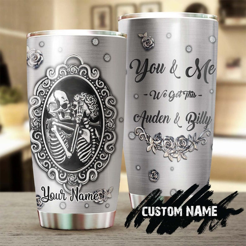 Metal Style Skull Couple We Got This Personalized Tumbler-Skull Tumbler-Skull Birthday Gift Christmas Gift For Husband For Wife For Lover