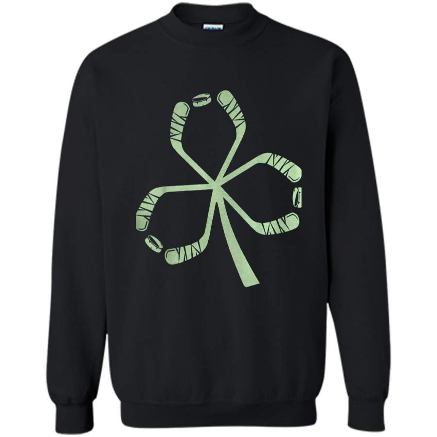 HOCKEY PATRICK'S DAY Shamrock Hockey  Printed Crewneck Pullover Sweatshirt