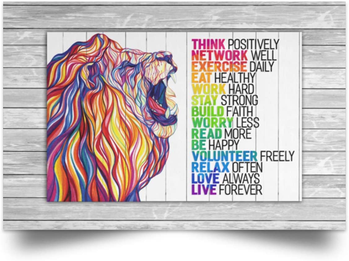 Poster Inspiration Animal Lion Motivational Quote Inspirational Gift – Gift Family Unisex Awesome On Birthday, Decor Home Durable