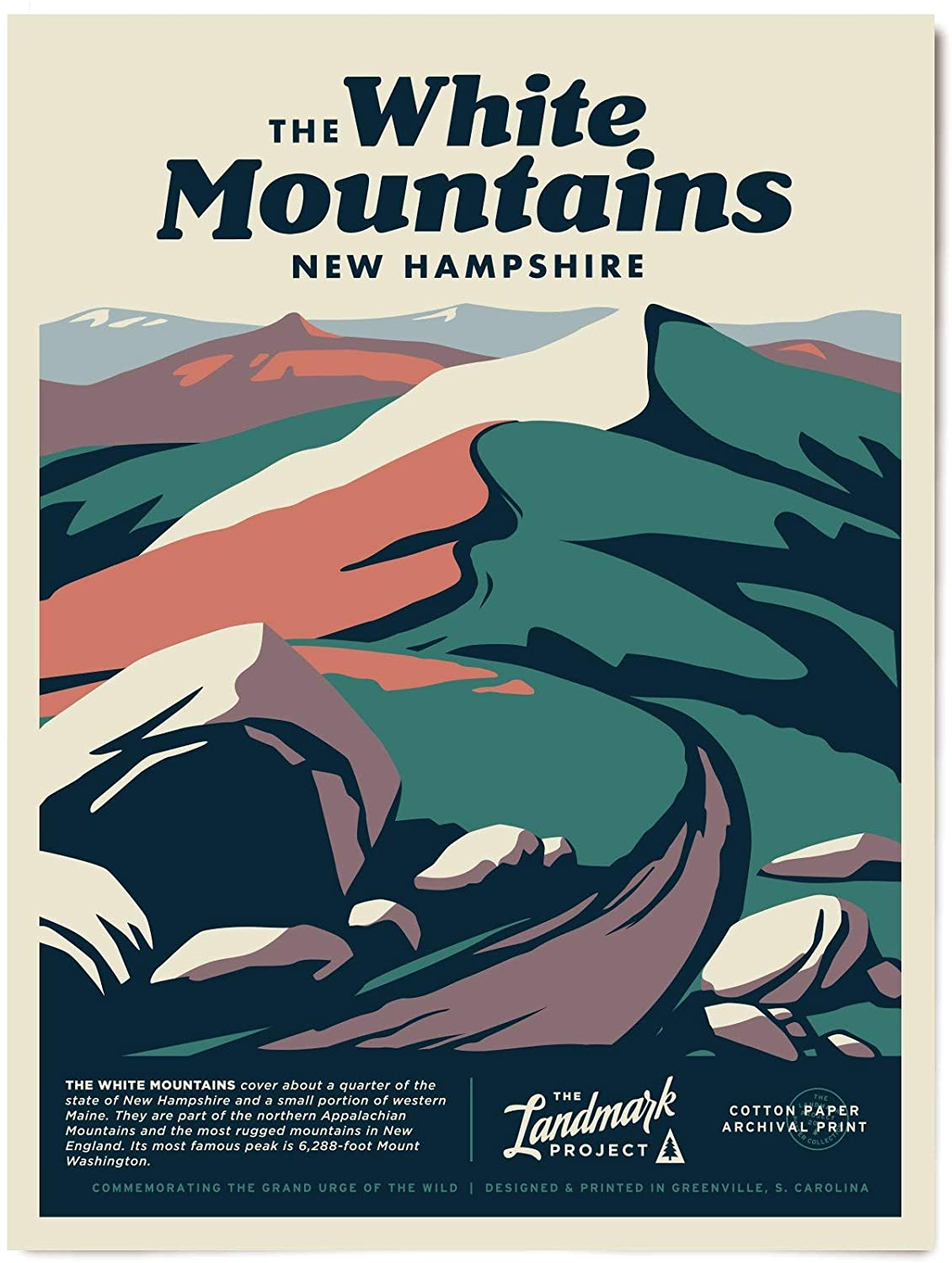 Travel White Mountains Visit New Hampshire Poster Art Print      Home Decor Gift For Men Women Family Friend On Birthday Xmas