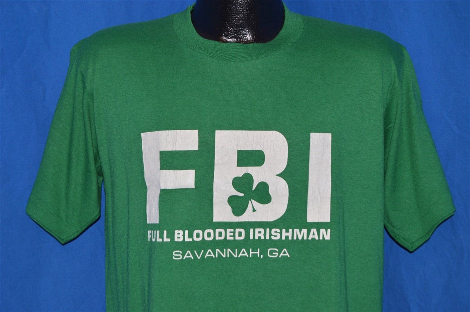 80S Fbi Full Blooded Irish Savannah Ga Green Vintage T-Shirt
