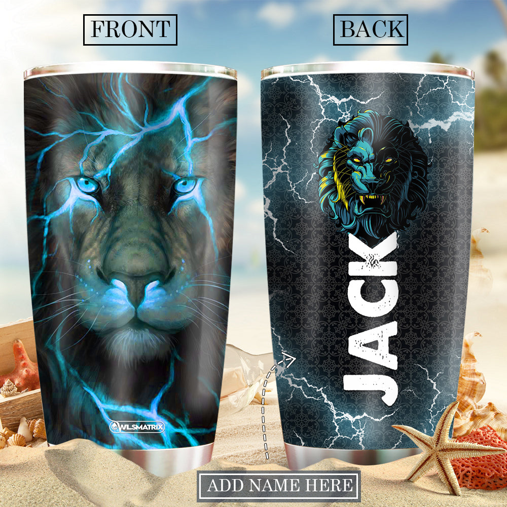 Waybackapparel Lion Blue Black 3D Tumbler