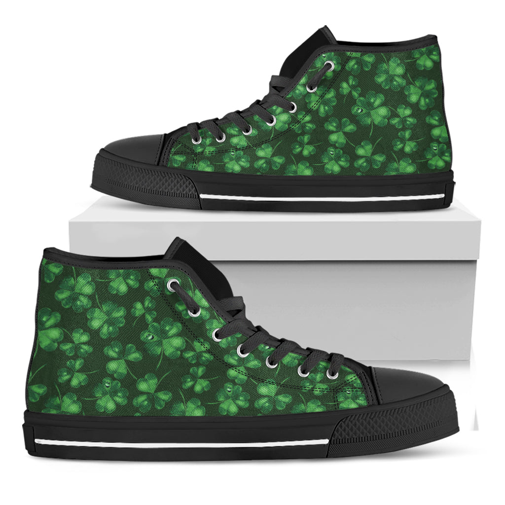 Watercolor Saint Patrick’S Day Print Black High Top Shoes