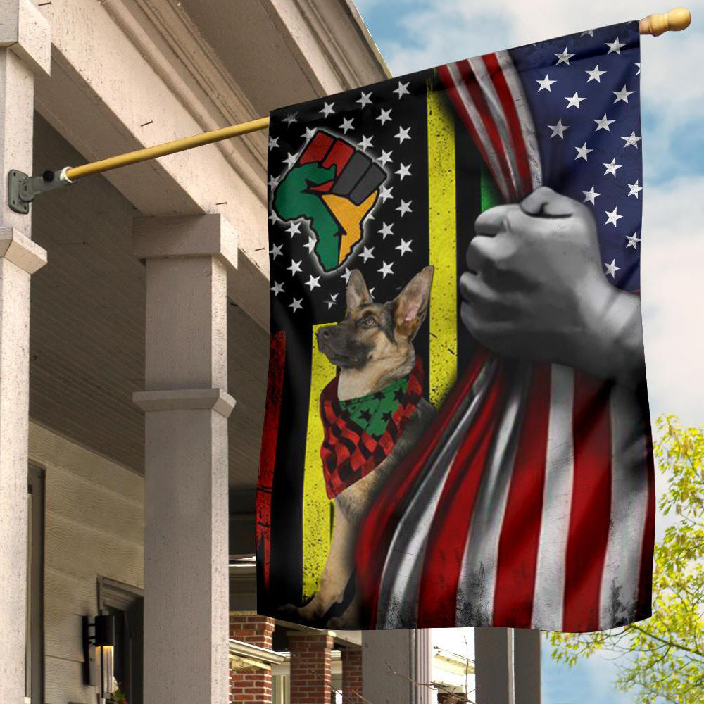 German Shepherd Juneteenth Flag Black Power Fist Decor Black Power Fist Pan-African Flag