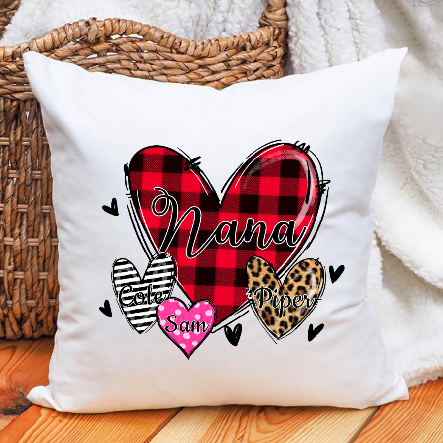 Nana Hearts With Grandkids Leopard Indoor Pillow