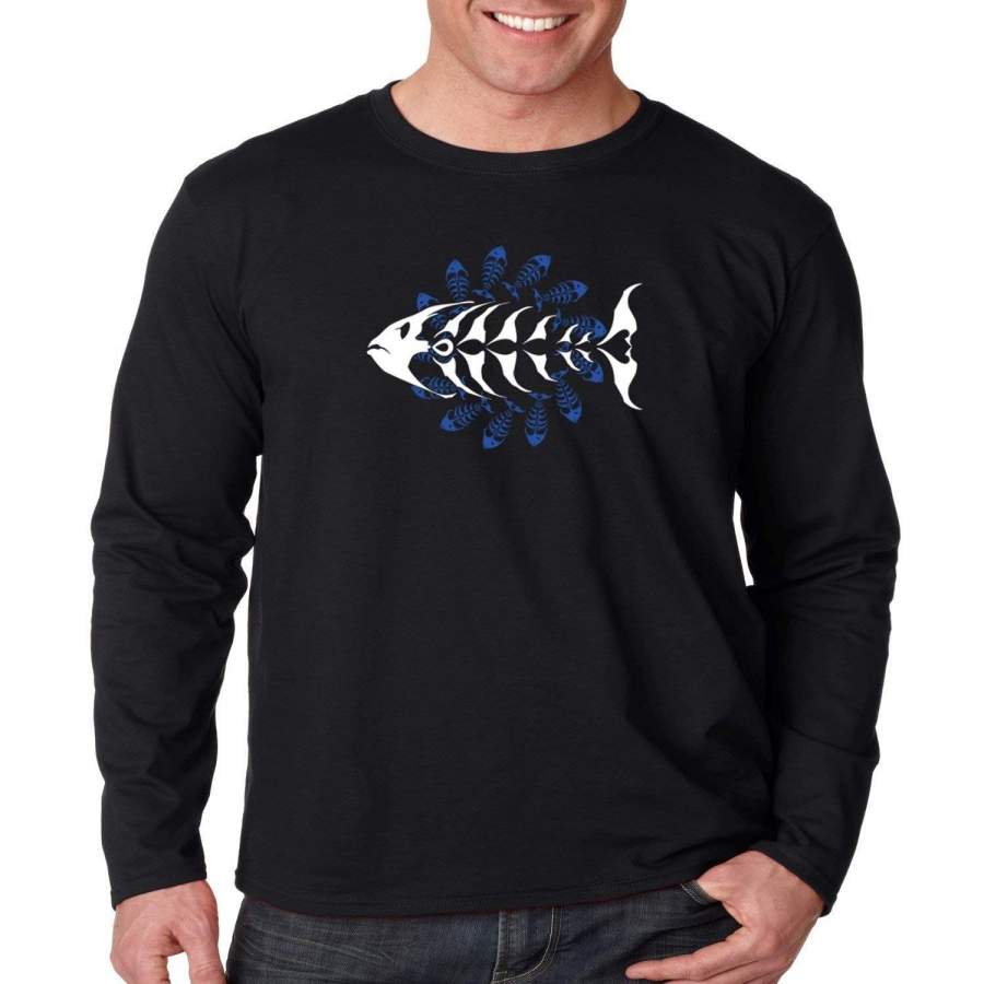 Surfing Long Sleeve Shirt Shark Bones Men’S Cotton T-Shirt