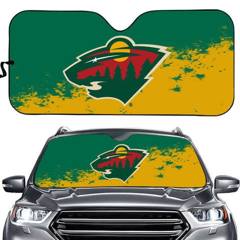 Minnesota Wild Logo Print Car Sun Shade 3D Printed In Green & Yellow