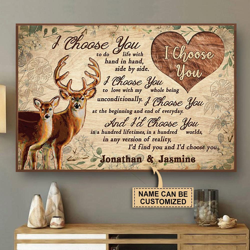 Aeticon Gifts Personalized Deer Couple I Choose You Canvas Mom Dad Gift Home Decor