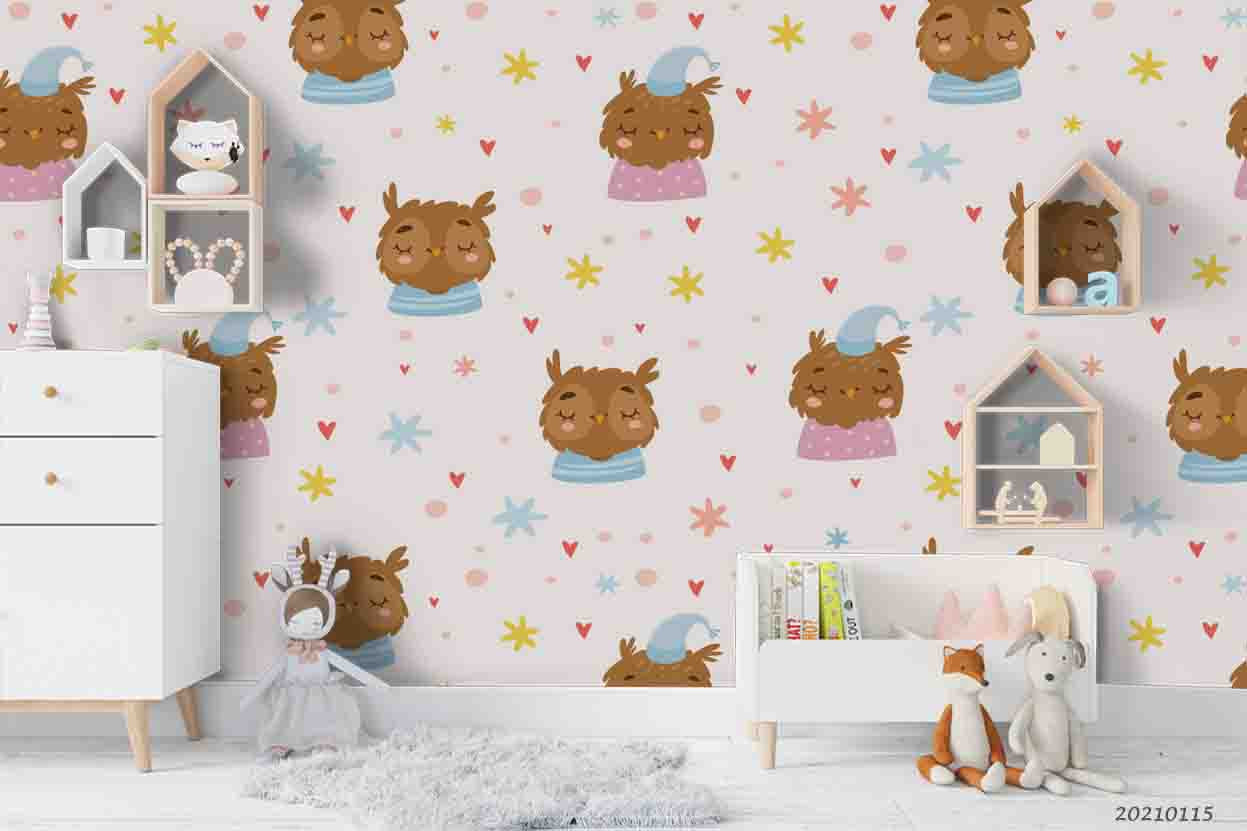 3D Cartoon Animal Deer Pink Wall Mural Wallpaper Lqh 63