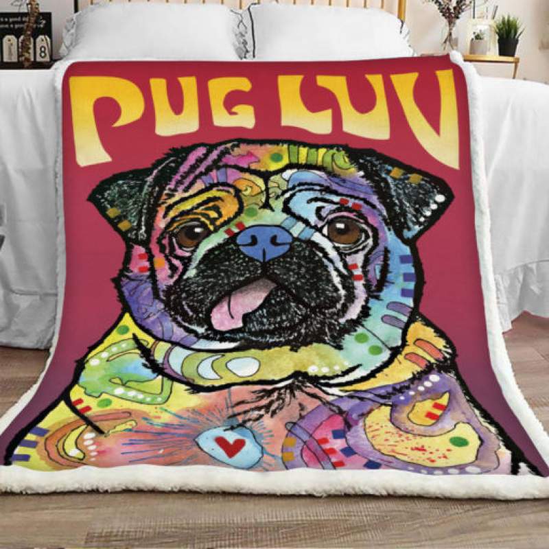 Pug Dog Sherpa Blanket JR1302 67O57