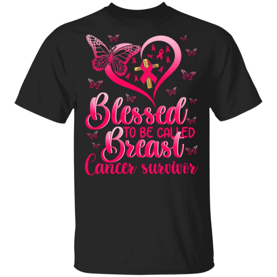 Breast Cancer Awareness Blessed To Be Called Breast Cancer Survivor Pink Ribbon Butterfly Lover Gifts Breast Cancer T-Shirt