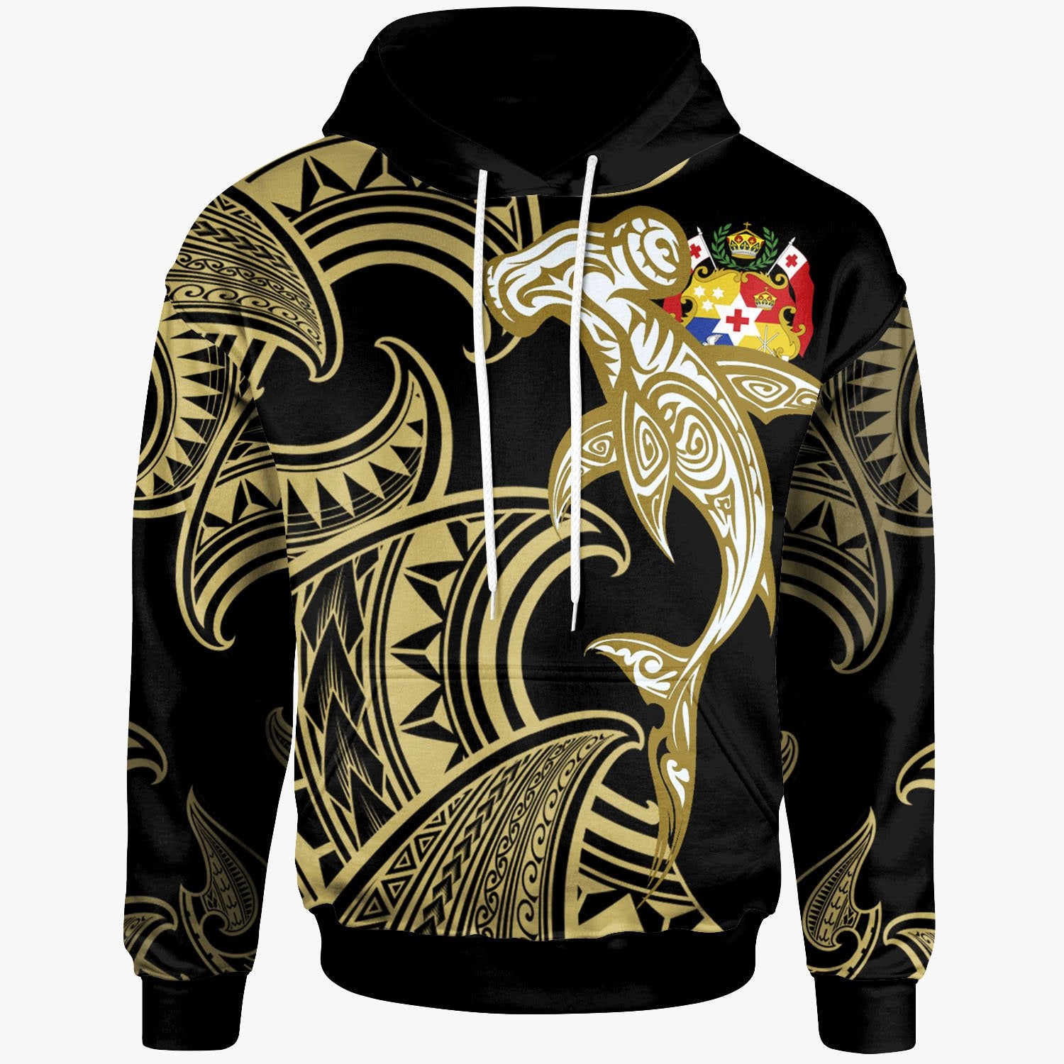 Tonga Hoodie – Hammerhead Shark Tribal Pattern