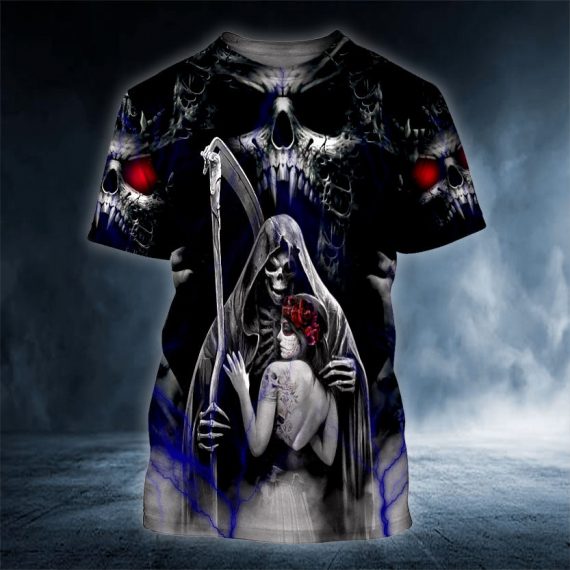 King Couple Skull 3D All Over Printed Unisex Tshirt Us Size