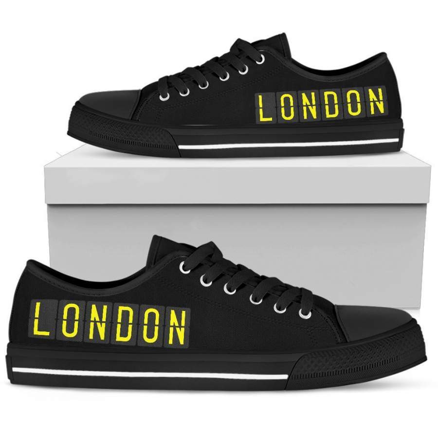 Airport Destinations LONDON (Black) – Low Top Canvas Shoes