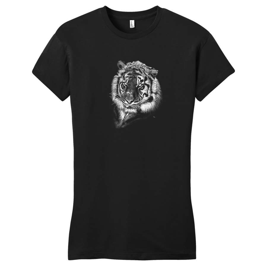 Tiger with Snow on Black – Women’s Fitted T-Shirt