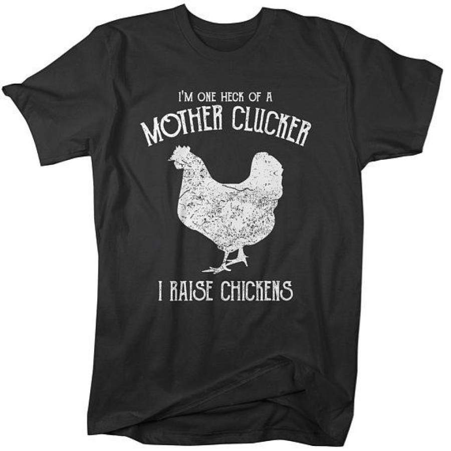 Men’s Funny Chicken Farm T-Shirt Mother Clucker Vintage Chickens Raise Shirt Tee