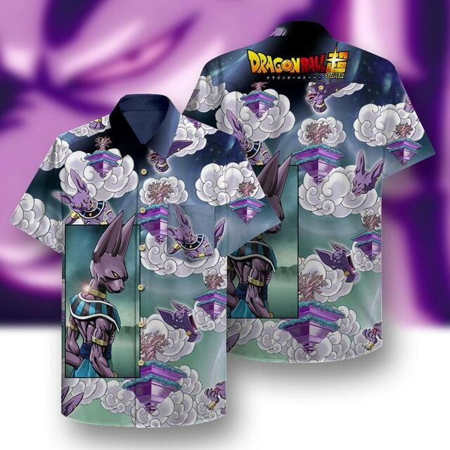 Beerus Dragon Ball Z Hawaii Graphic Print Short Sleeve Hawaii Casual Shirt Ha90330