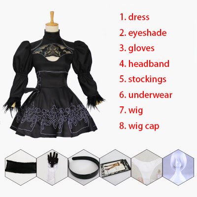 Anime Game NieR Automata 2B YoRHa No.2 Cosplay Costume Outfits Set Halloween Women Role Play Cosplay Costume Girls Party Dress alx