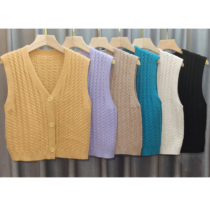 Women Sweater Vest British Style V-neck Vest Women’s Autumn Outer Vest Jacket alx