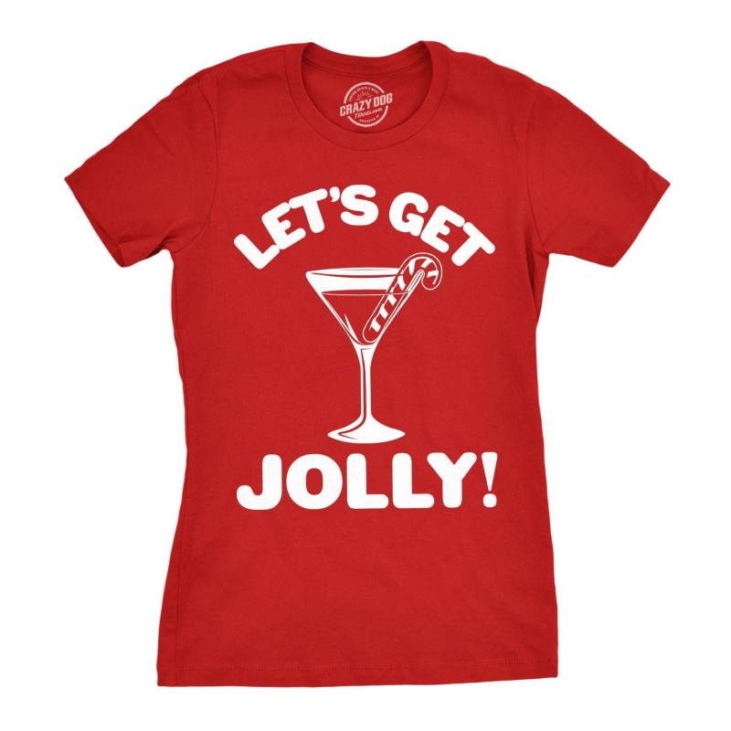 Crushtee Christmas Shirt Womens, Lets Get Jolly, Candy Cane Shirt,Red TShirt Xmas, Drinking Christmas, Xmas Gifts,Christmas Drinking Shirts, Cocktail Long Sleeve Hoodie