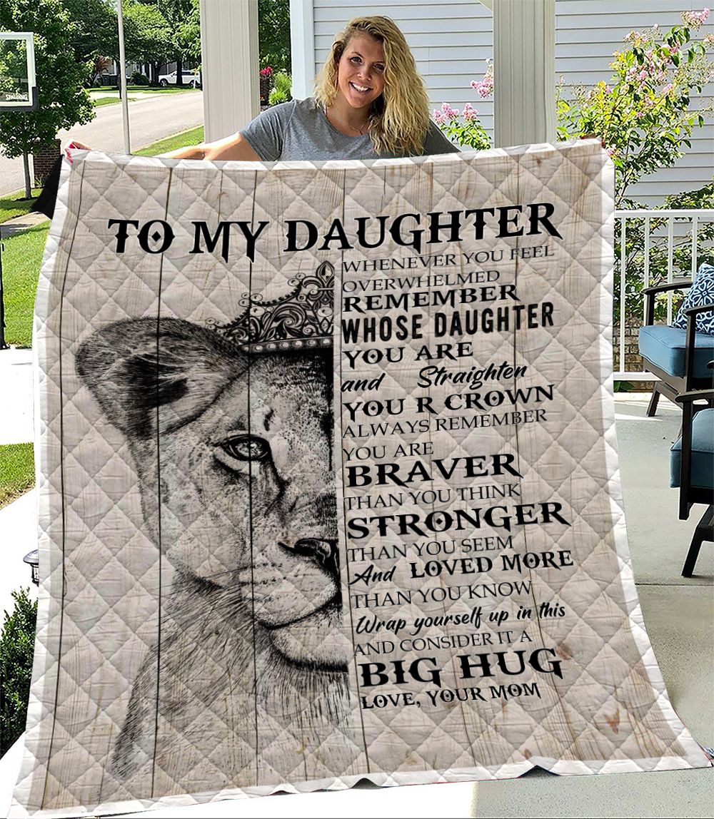 To My Daughter Big Hug Lion Quilt