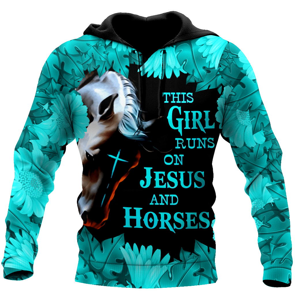 This Girl Runs On Jesus And Horse All Over Printed Hoodie