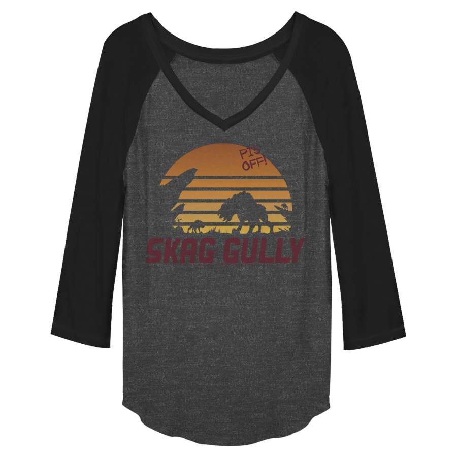 Borderlands 3 Junior’s Skag Gully Silhouette  Baseball Tee