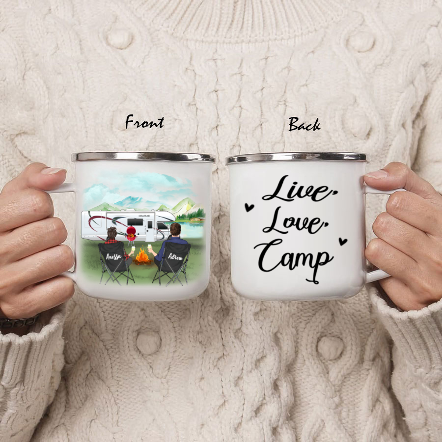Personalized camping campfire mug, Gift For Couple, Camping Lovers – Couple Camping – Live love camp