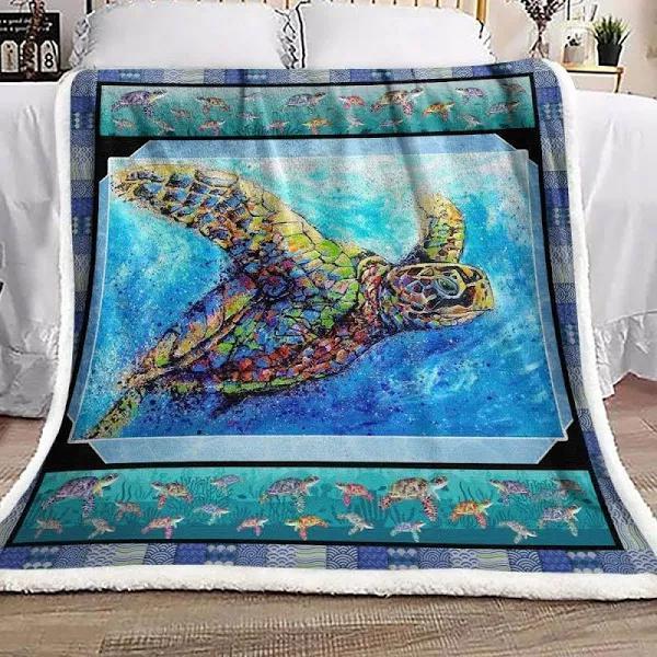 Big Turtle Fleece Blanket Home Decor Bedding Couch Sofa Soft And Comfy Cozy Gift For Friend Family