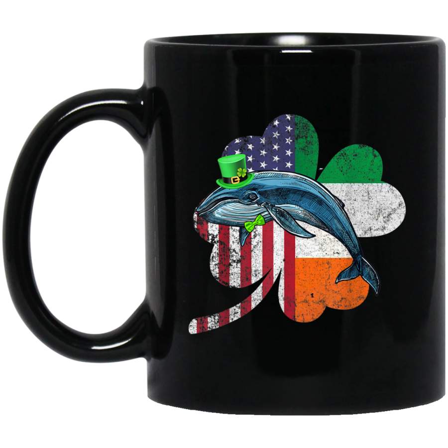 Irish American Flag Shamrock Whale St Patricks day Mug