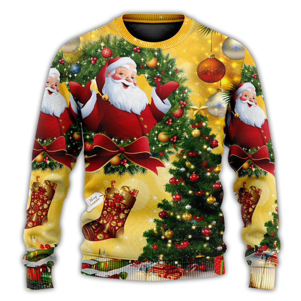 Christmas Tree Yellow Santa Claus Ugly Christmas Sweater – Lesbiplanting