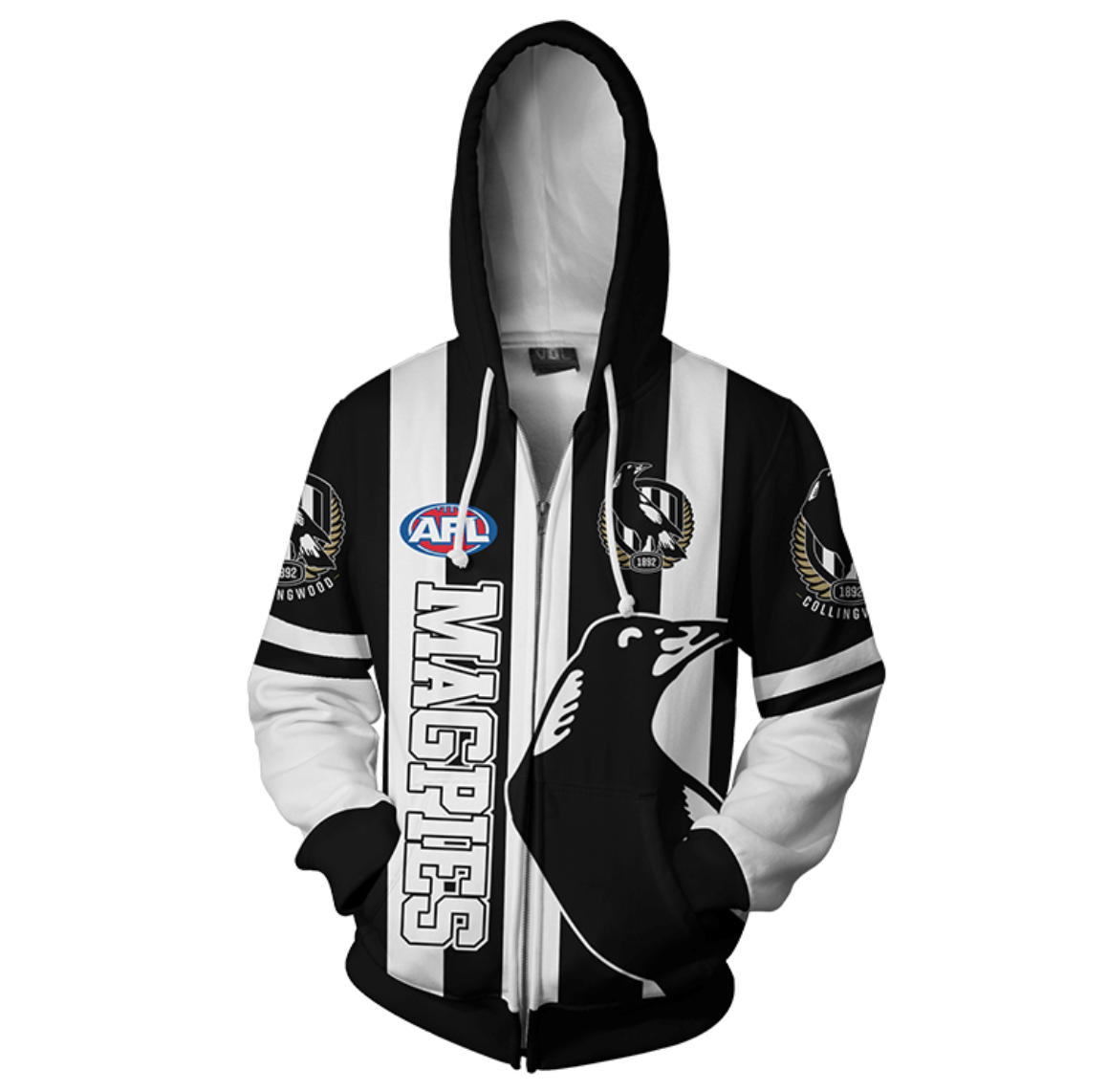 Collingwood Football Club Zip Hoodie FreeFire A15 Wardrobe Collective