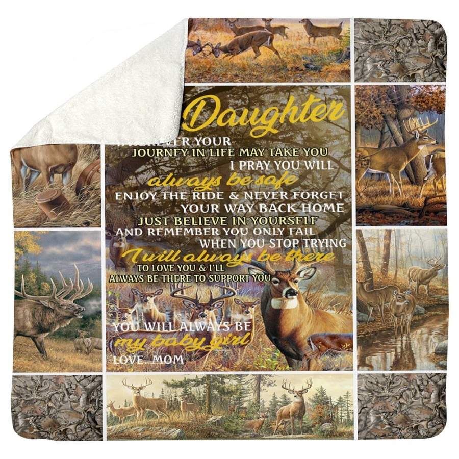 Deer Gift From Mom To Daughter Sherpa Blanket