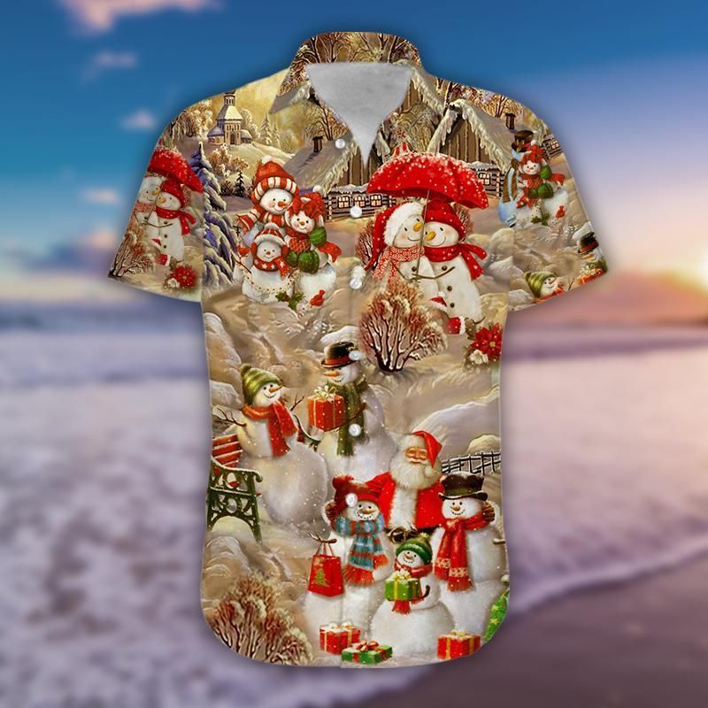 Shop From 1000 Unique Lovely Snowman With Santa Claus Hawaii Aloha Shirts Ha101921