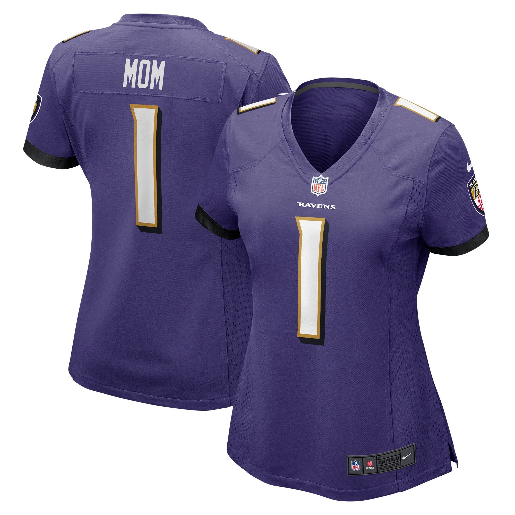 Number 1 Mom Baltimore Ravens Women's Game Jersey – Purple