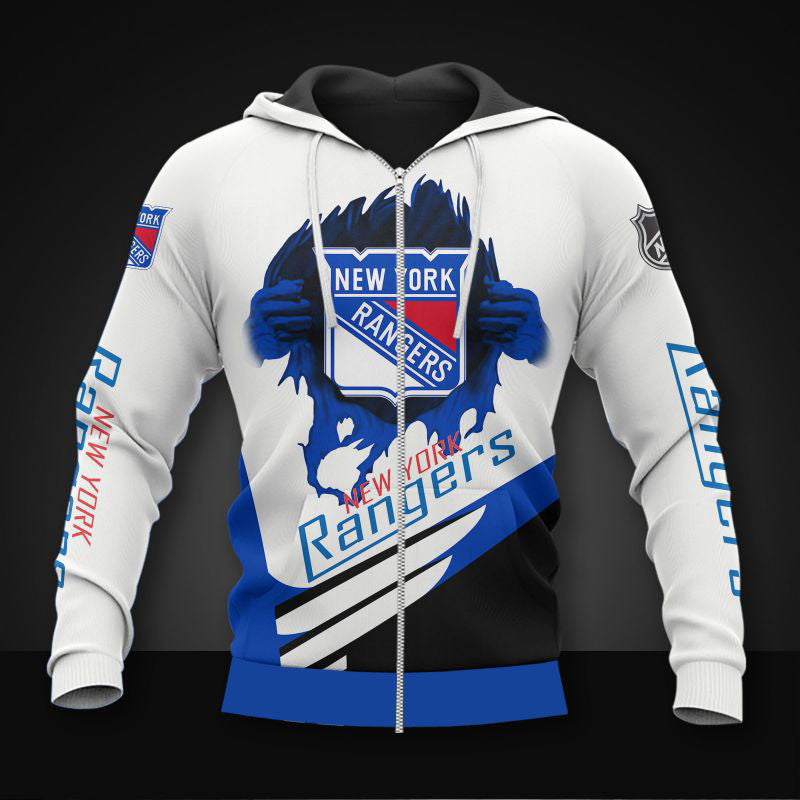 New York Rangers Casual 3D Zipper Hoodie – Klasern Store