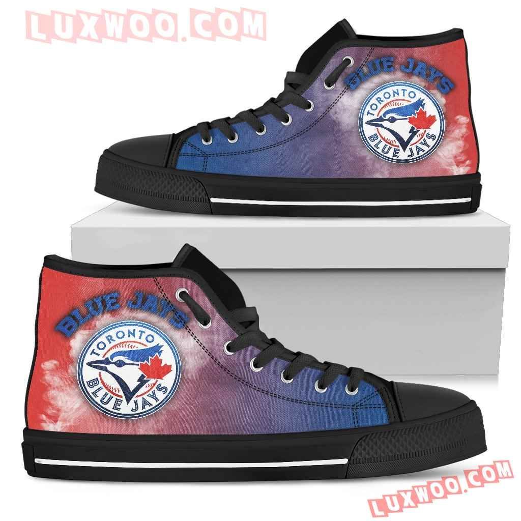 White Smoke Vintage Toronto Blue Jays High Top Shoes Sport Sneakers