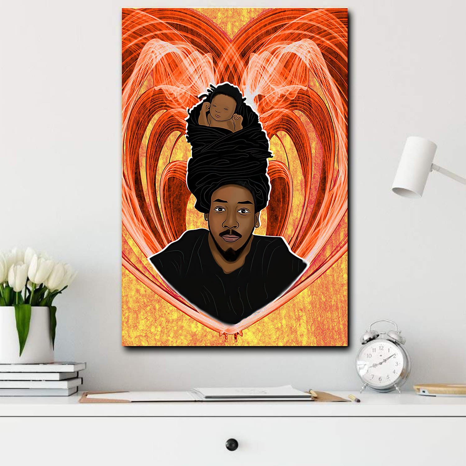 African American Art Poster Black Man Fatherhood Afro Home Decoration