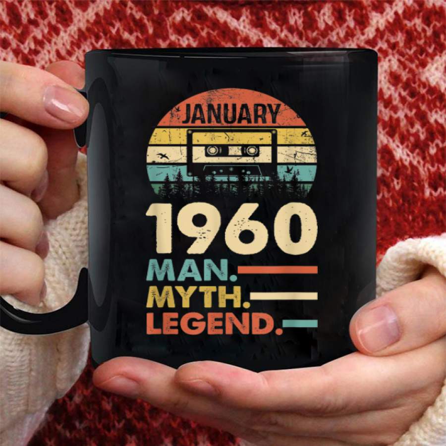 Coffee Mug Vintage 1960 January 60th Birthday Mug – Black Mug