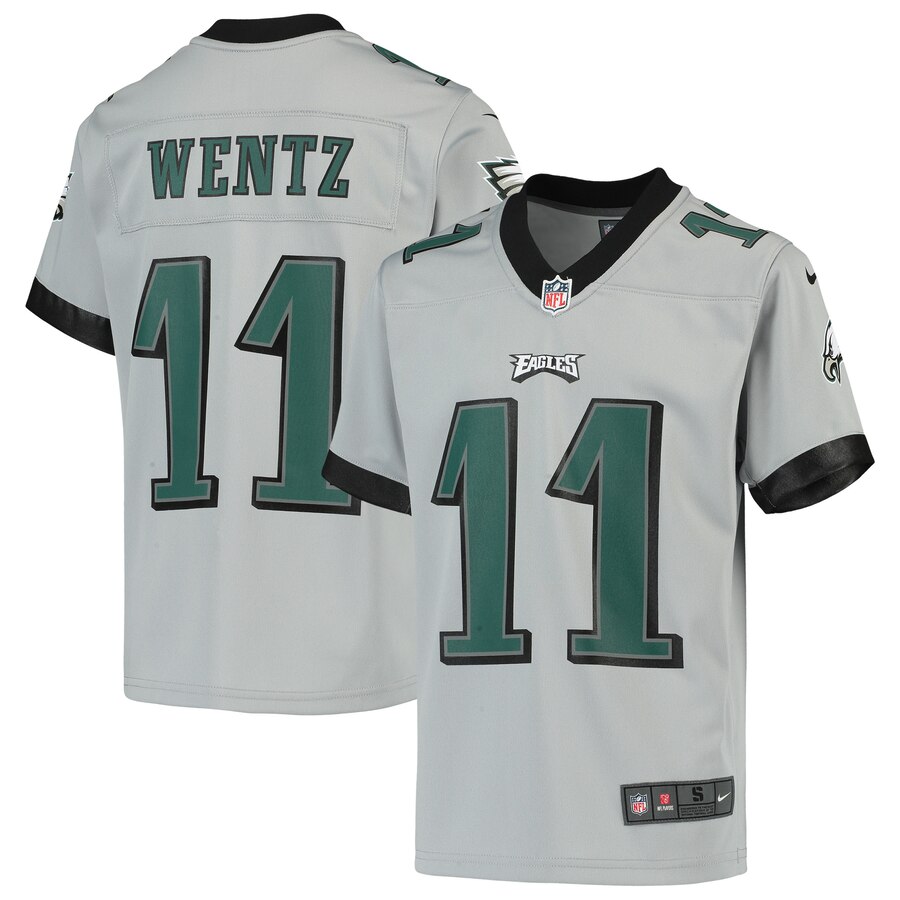 Carson Wentz Philadelphia Eagles Nike Youth Inverted Game Jersey – Silver