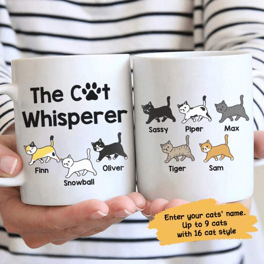 The Cat Whisperer Personalized Mug [1-3 Cats Version]